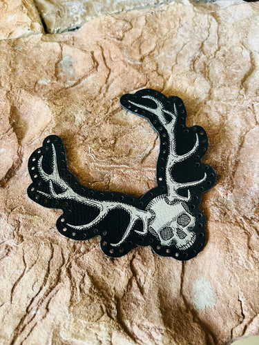 Skull w/ Antlers leatherette patch