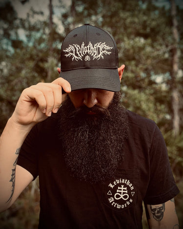Leviathan “black metal” logo snapback hat