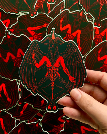 Red Baphomet sticker